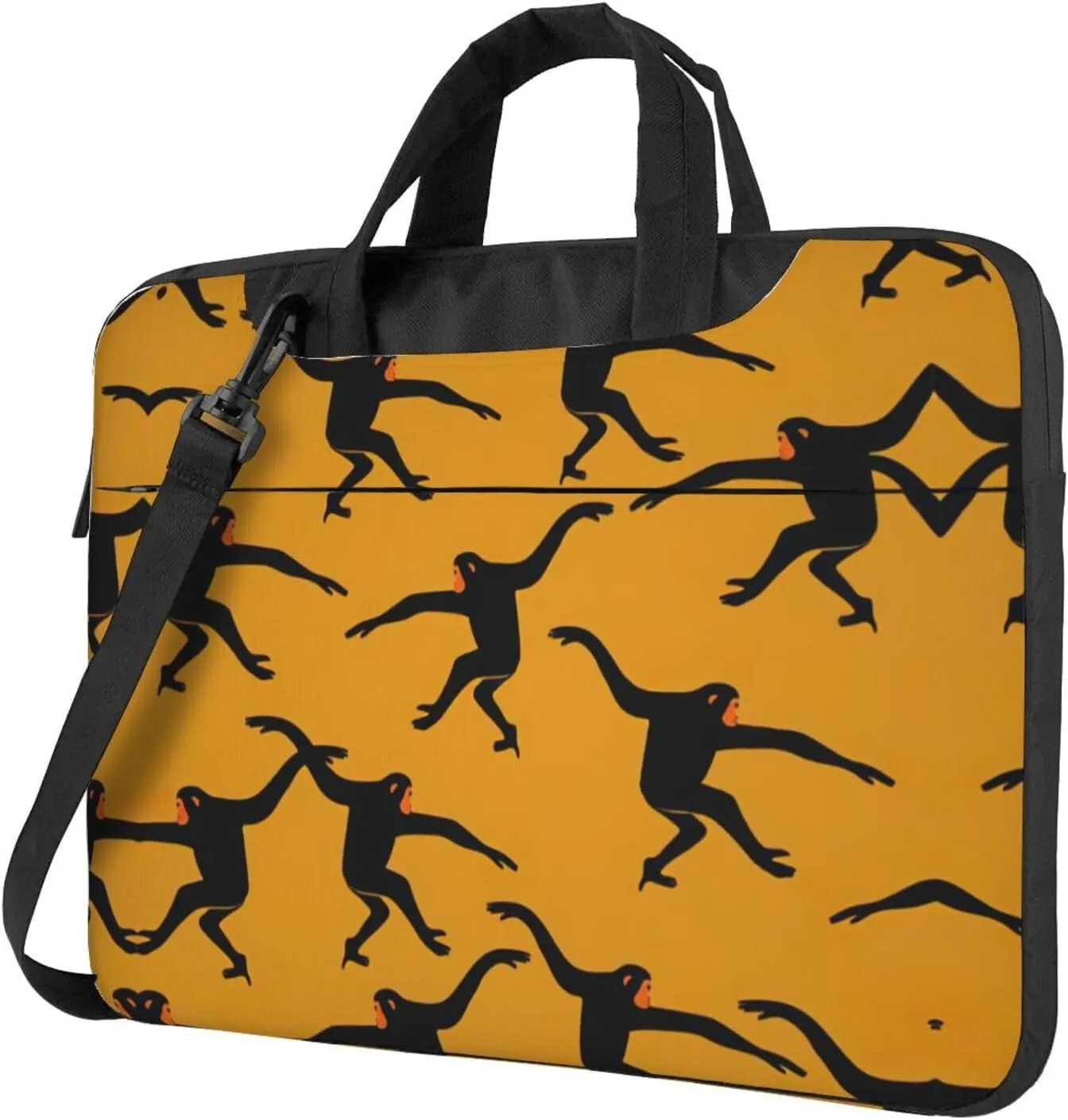 Black Gibbon Monkey Print Protective Laptop Bag Versatile Bags Computer Case Soft Women Men Unique