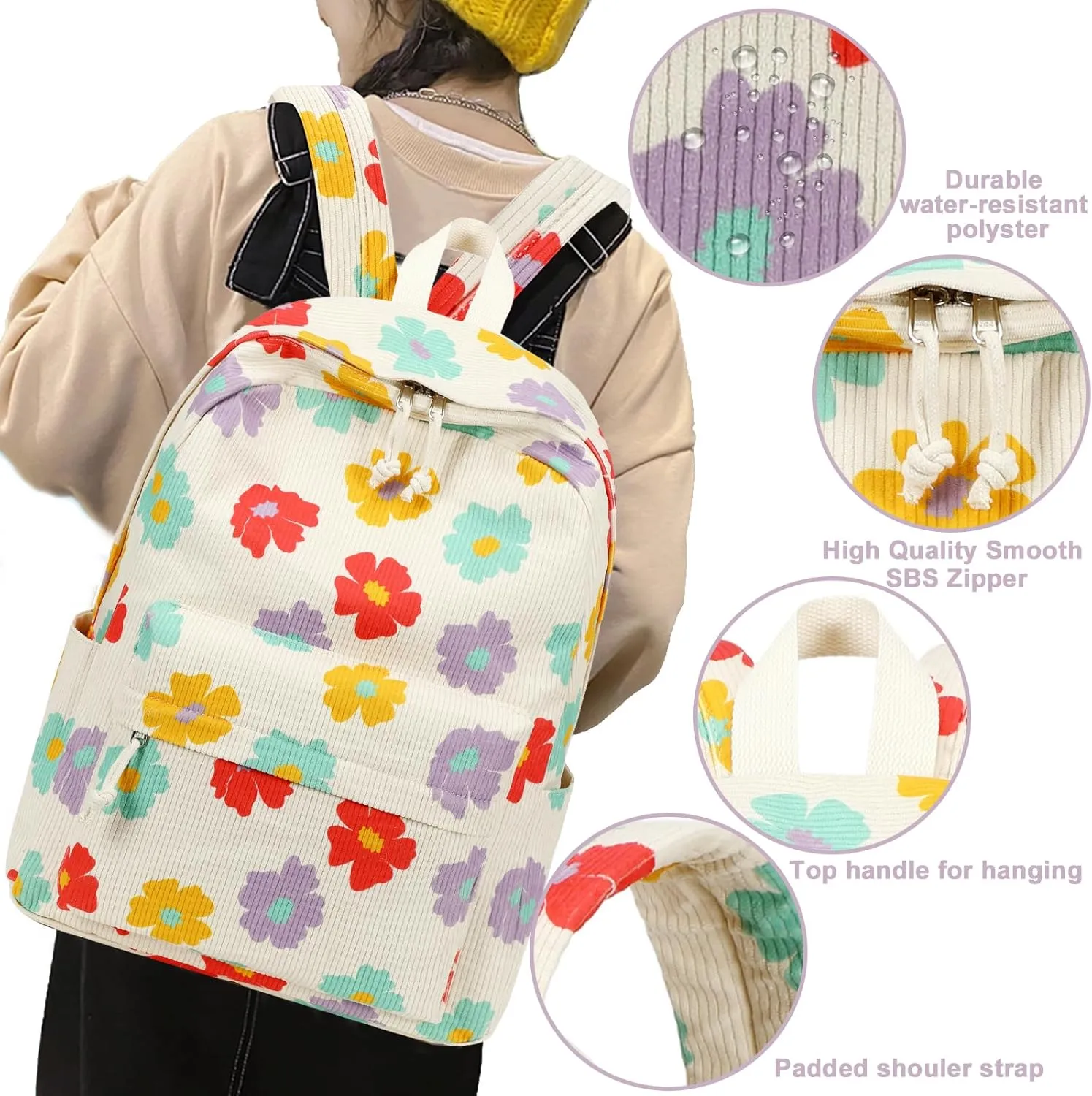 Bluboon Backpack for School Girls Backpack Cute Corduroy Bookbag Kids Backpack Laptop Backpack Gifts for Women
