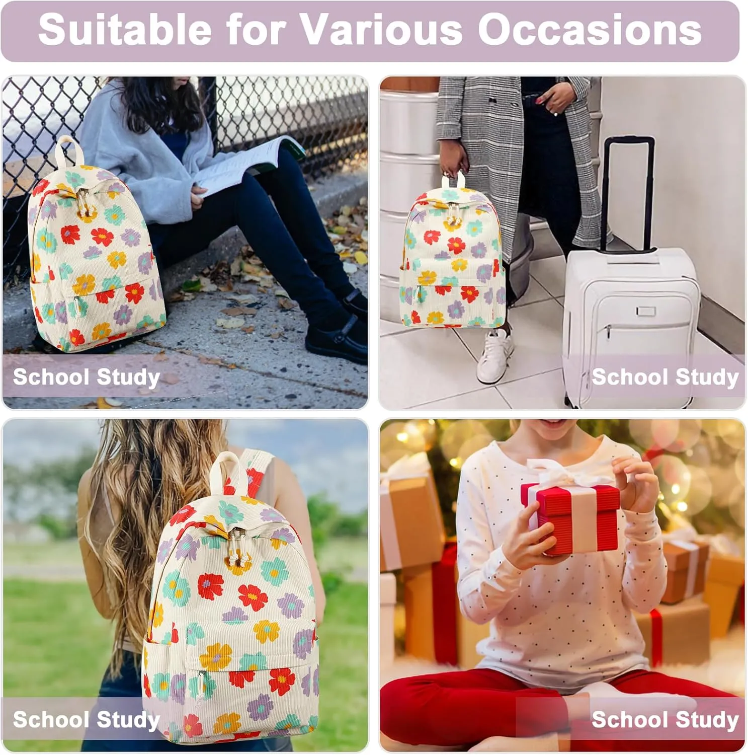 Bluboon Backpack for School Girls Backpack Cute Corduroy Bookbag Kids Backpack Laptop Backpack Gifts for Women