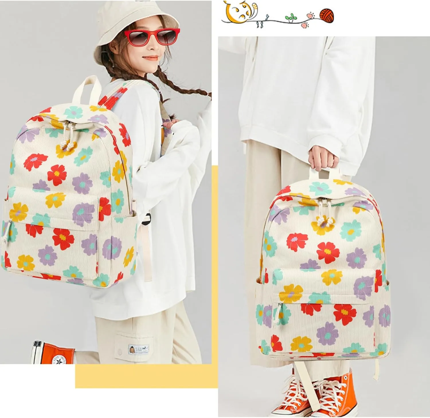 Bluboon Backpack for School Girls Backpack Cute Corduroy Bookbag Kids Backpack Laptop Backpack Gifts for Women