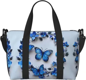 Blue Butterflies Print Versatile Gym Sports Bag,Companion For Your Journeys And Fitness Routines
