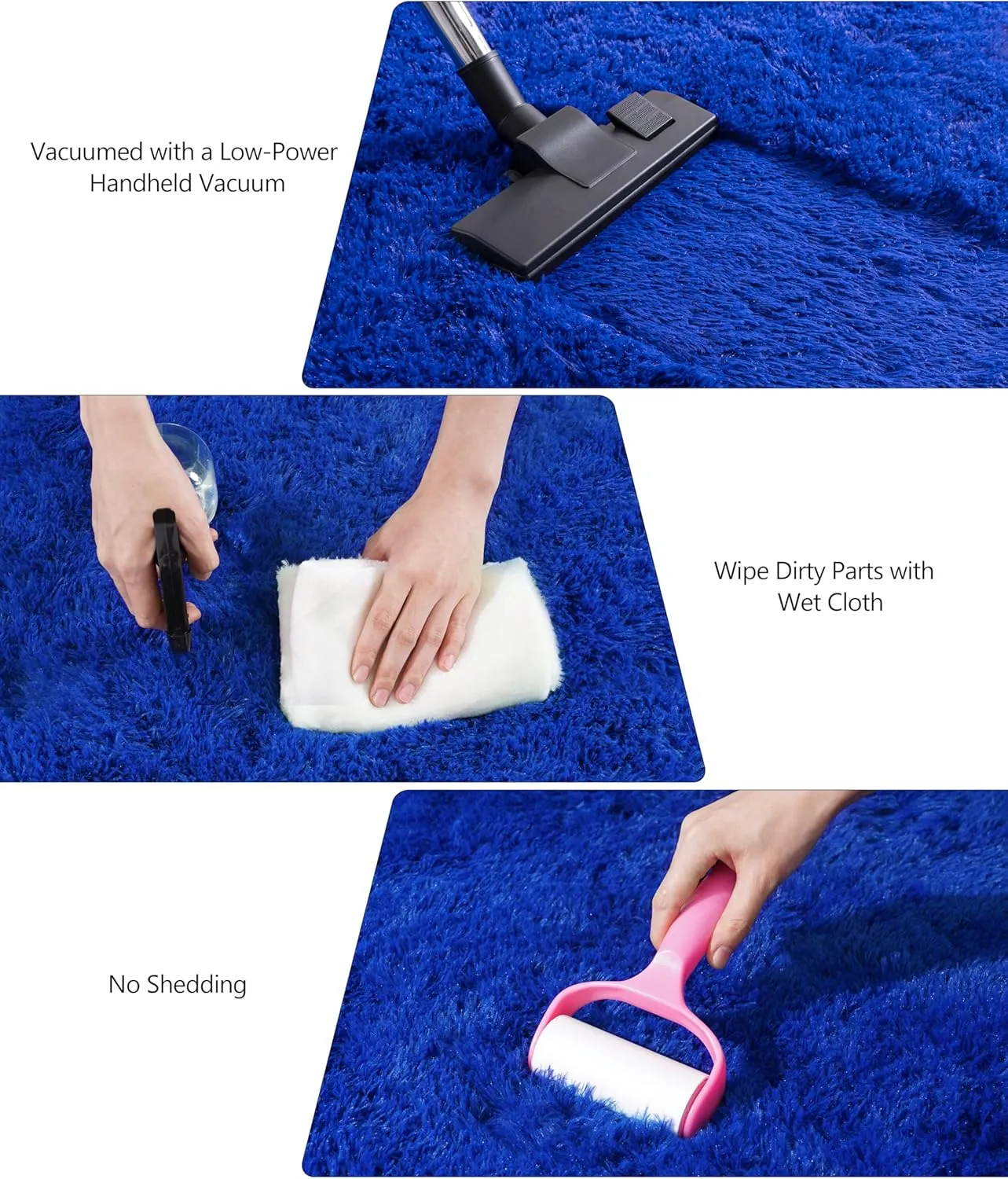 Blue Fluffy Area Rug for Bedroom, 4x5.9 Feet Shag Rugs for Living Room, Kids Rooms Boys Room Nursery, Soft and Comfy, Fuzzy Carpet Teen Dorm Home Decor Aesthetic, Upgrade Non Slip
