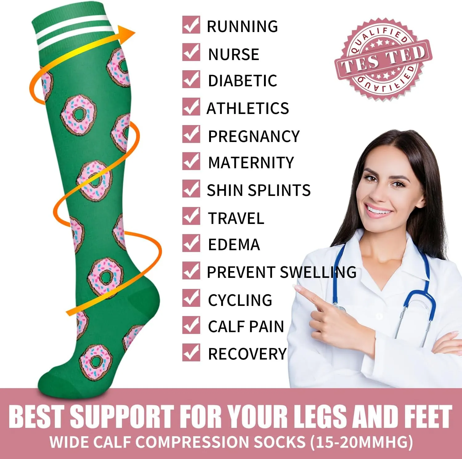 Bluemaple Copper Compression Socks For Women & Men Circulation - Best for Running,Nursing,Hiking,Flight&Travel