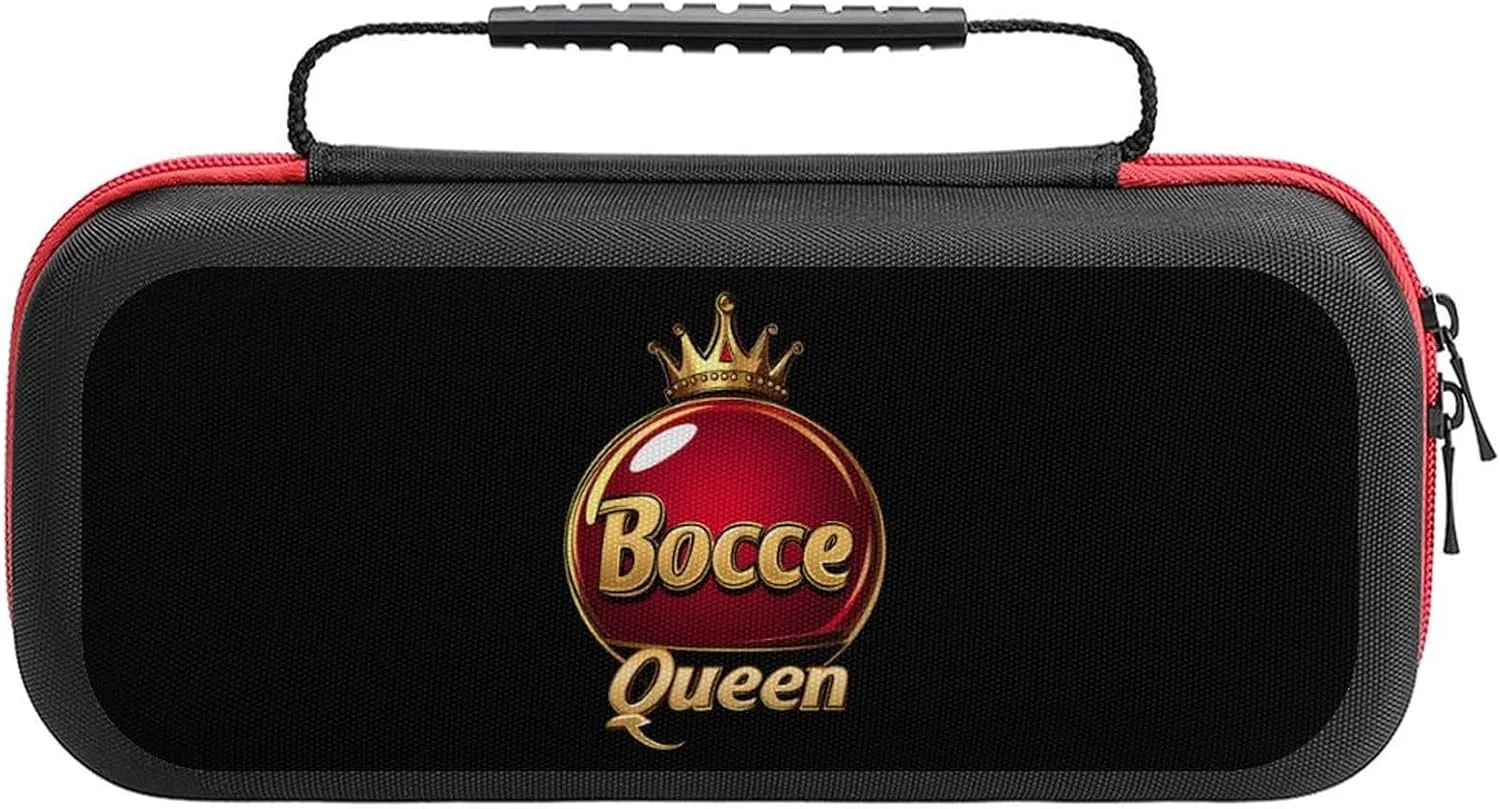 Bocce Queen - Bocci Ball Compatible with Switch Carrying Case Hard Travel Tote Bag Holds 20 Game Cartridges & Console