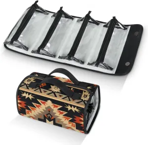 Boho Foldable Toiletry Bag with Detachable Removable Pouches Hanging 4 in 1 Roll Up Large Makeup Toiletry Organizer Storage Bag with Handle