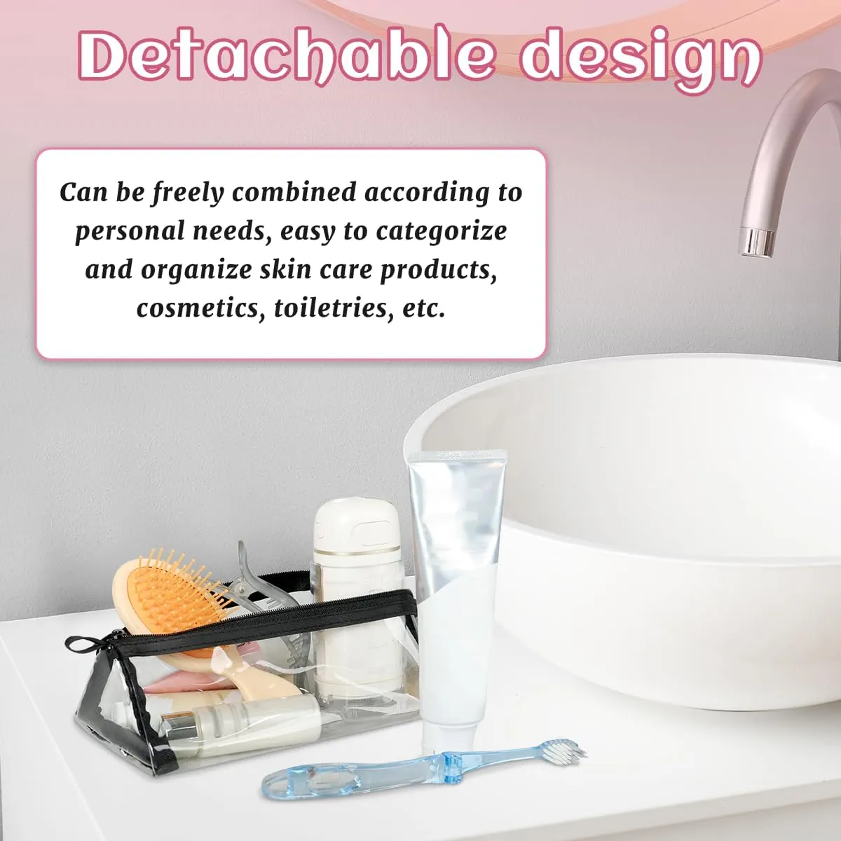 Boho Foldable Toiletry Bag with Detachable Removable Pouches Hanging 4 in 1 Roll Up Large Makeup Toiletry Organizer Storage Bag with Handle