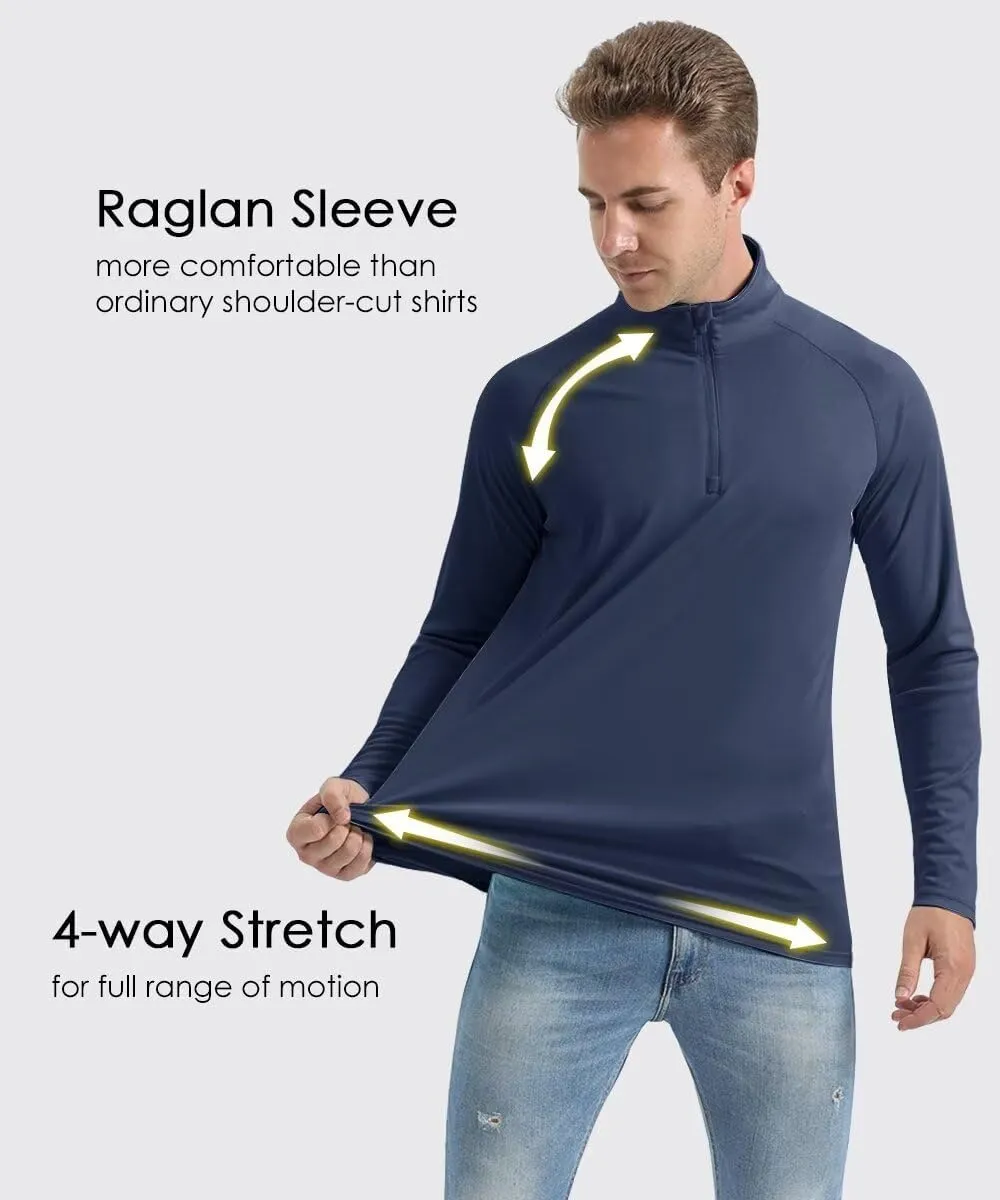 Boladeci Men's UPF 50  Sun Shirts 1/4 Zip Long Sleeve SPF UV Protection Lightweight Quick Dry Quarter Zip Golf Shirts