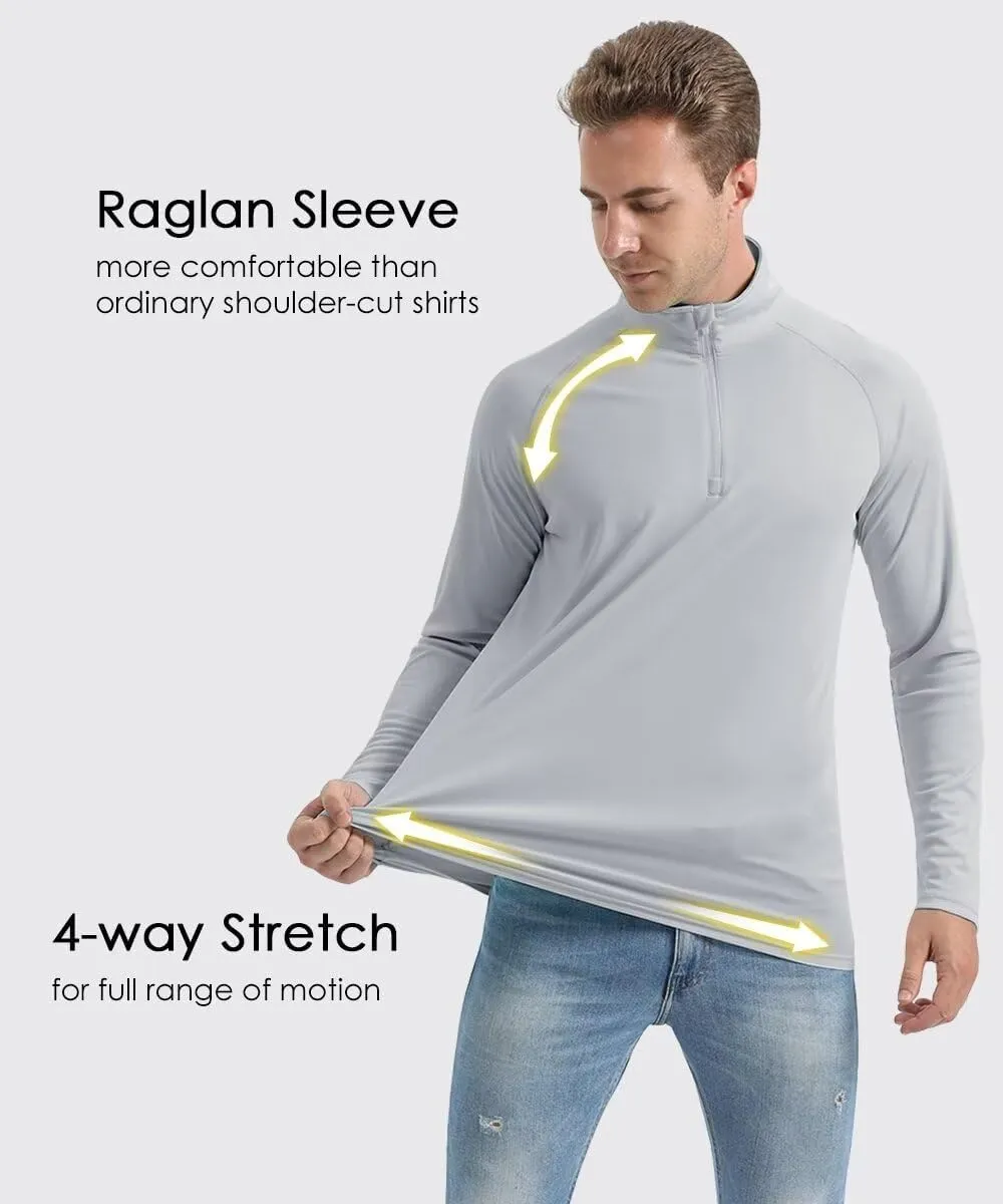Boladeci Men's UPF 50  Sun Shirts 1/4 Zip Long Sleeve SPF UV Protection Lightweight Quick Dry Quarter Zip Golf Shirts