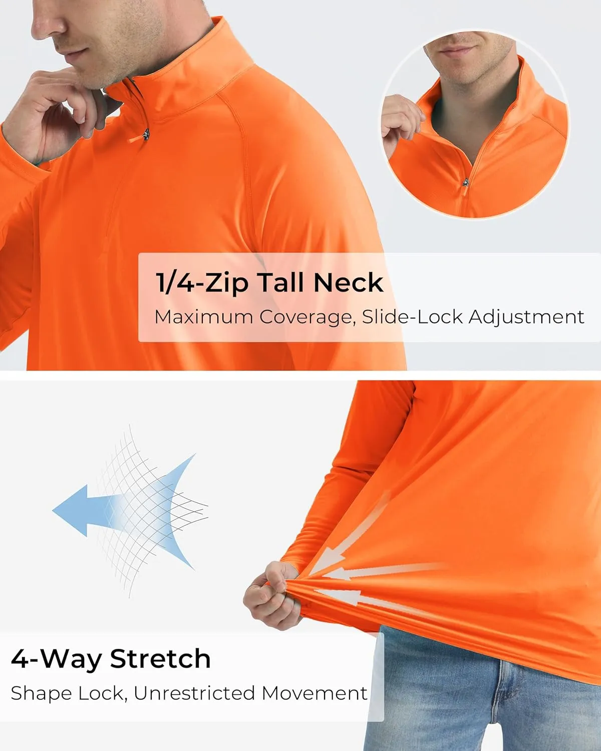 Boladeci Men's UPF 50  Sun Shirts 1/4 Zip Long Sleeve SPF UV Protection Lightweight Quick Dry Quarter Zip Golf Shirts