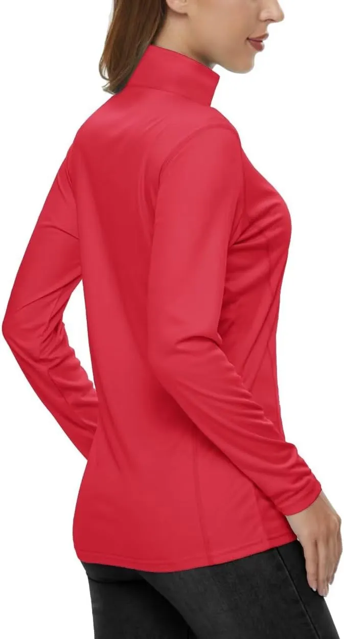 Boladeci Women's 1/4 Zip UPF 50  Sun Shirts Long Sleeve Golf Shirts UV Protection Lightweight Swim Athletic Tops Quick Dry