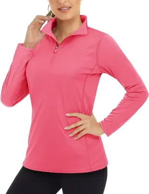 Boladeci Women's 1/4 Zip UPF 50  Sun Shirts Long Sleeve Golf Shirts UV Protection Lightweight Swim Athletic Tops Quick Dry