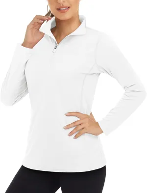 Boladeci Women's 1/4 Zip UPF 50  Sun Shirts Long Sleeve Golf Shirts UV Protection Lightweight Swim Athletic Tops Quick Dry