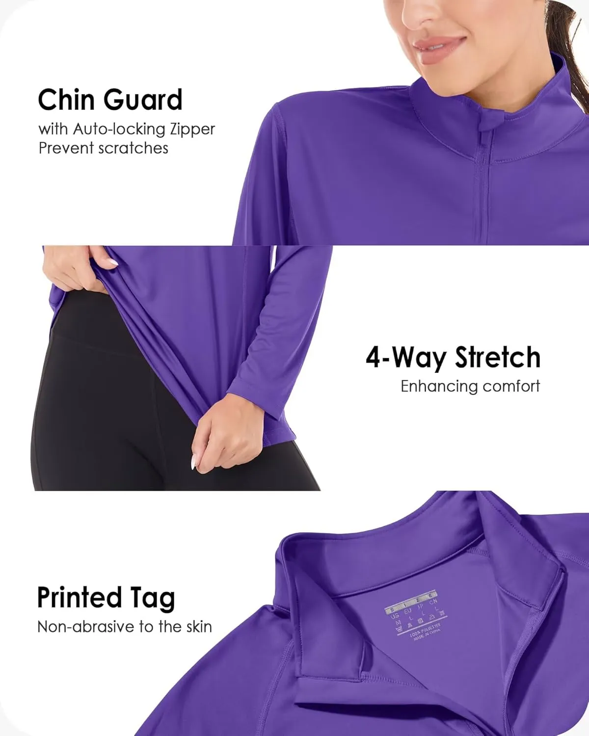 Boladeci Women's 1/4 Zip UPF 50  Sun Shirts Long Sleeve Golf Shirts UV Protection Lightweight Swim Athletic Tops Quick Dry