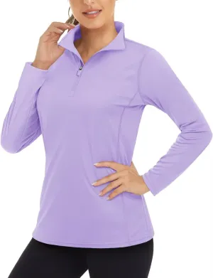Boladeci Women's 1/4 Zip UPF 50  Sun Shirts Long Sleeve Golf Shirts UV Protection Lightweight Swim Athletic Tops Quick Dry
