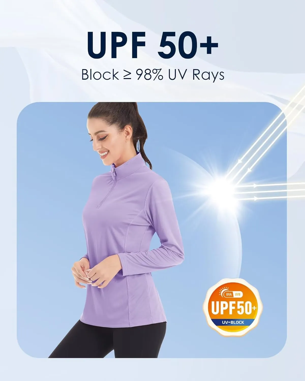 Boladeci Women's 1/4 Zip UPF 50  Sun Shirts Long Sleeve Golf Shirts UV Protection Lightweight Swim Athletic Tops Quick Dry