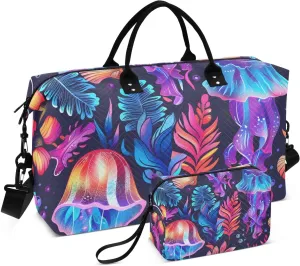 Bolaz Duffle Bag for Travel-Jellyfish-，Weekender Overnight Bag with Wet Pocket for Women，Large Carry On Airport Bag with Toiletry Bag for Travel, 20(L) x 7.8(W) x 13.7(H)