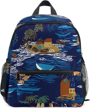 Bolaz Upgraded Backpack for School Teenagers Girls Boys-Blue Whale Pattern,Travel Bag with Chest Buckle and Whistle