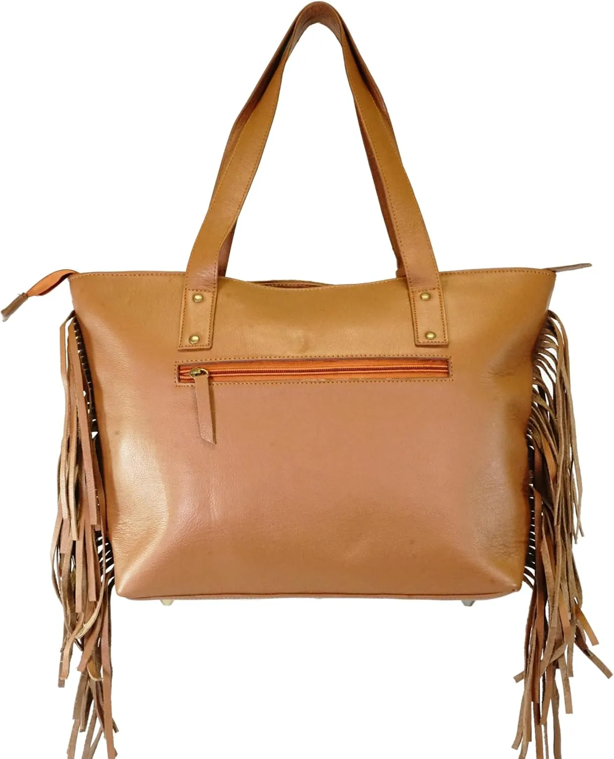 bonanza leathers cowhide leather large shoulder women's handbag with fringes and zipper closure H505C
