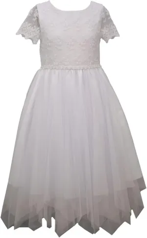 Bonnie Jean Girl's First Communion Dress Short Sleeve
