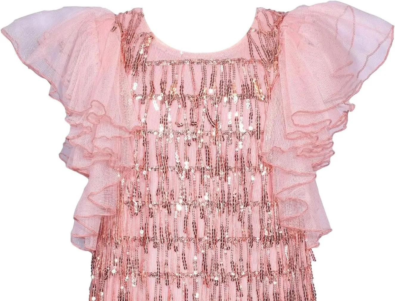 Bonnie Jean Girls Size 7-16 Dangling Sequins Chiffon Sleeve Dress