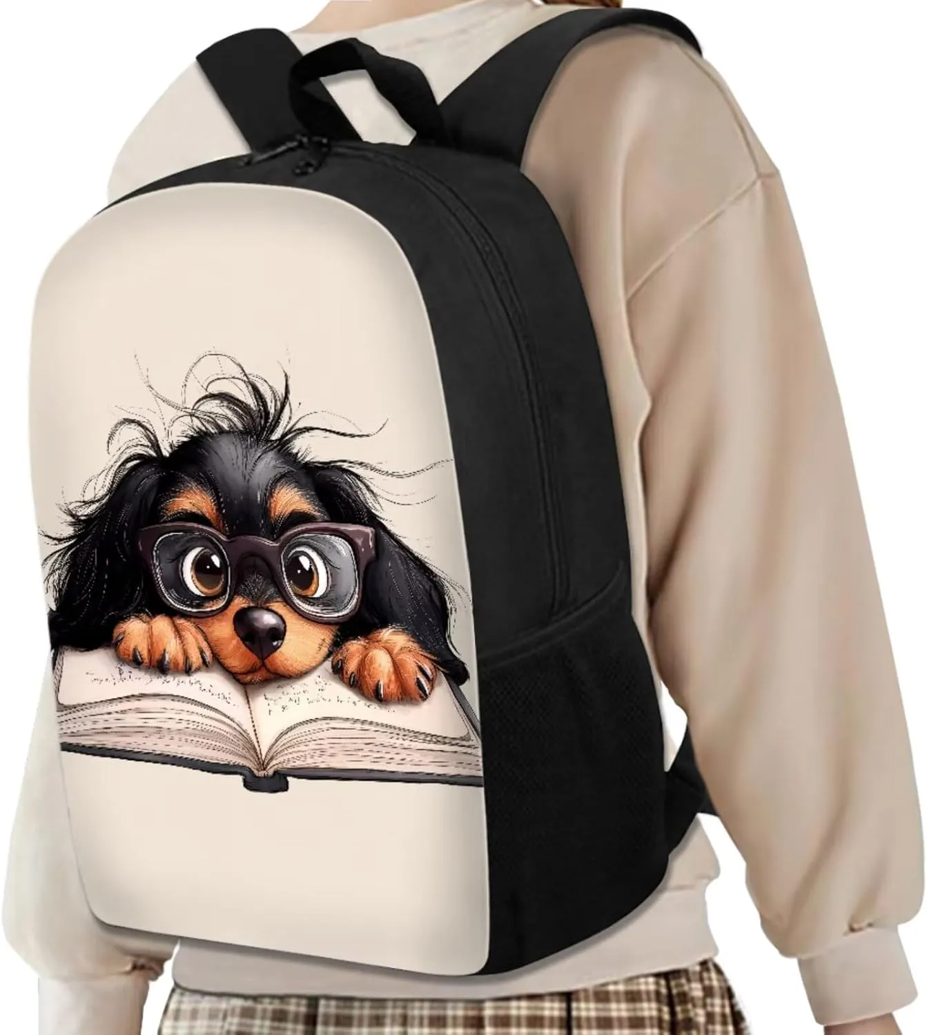 Book Dog Backpacks for School Boys Backpack and Lunch Box Set of 4 Large Capacity Elementary School Bags for Boys BookBag with Side Pockets Lightweight Daypack for Playground