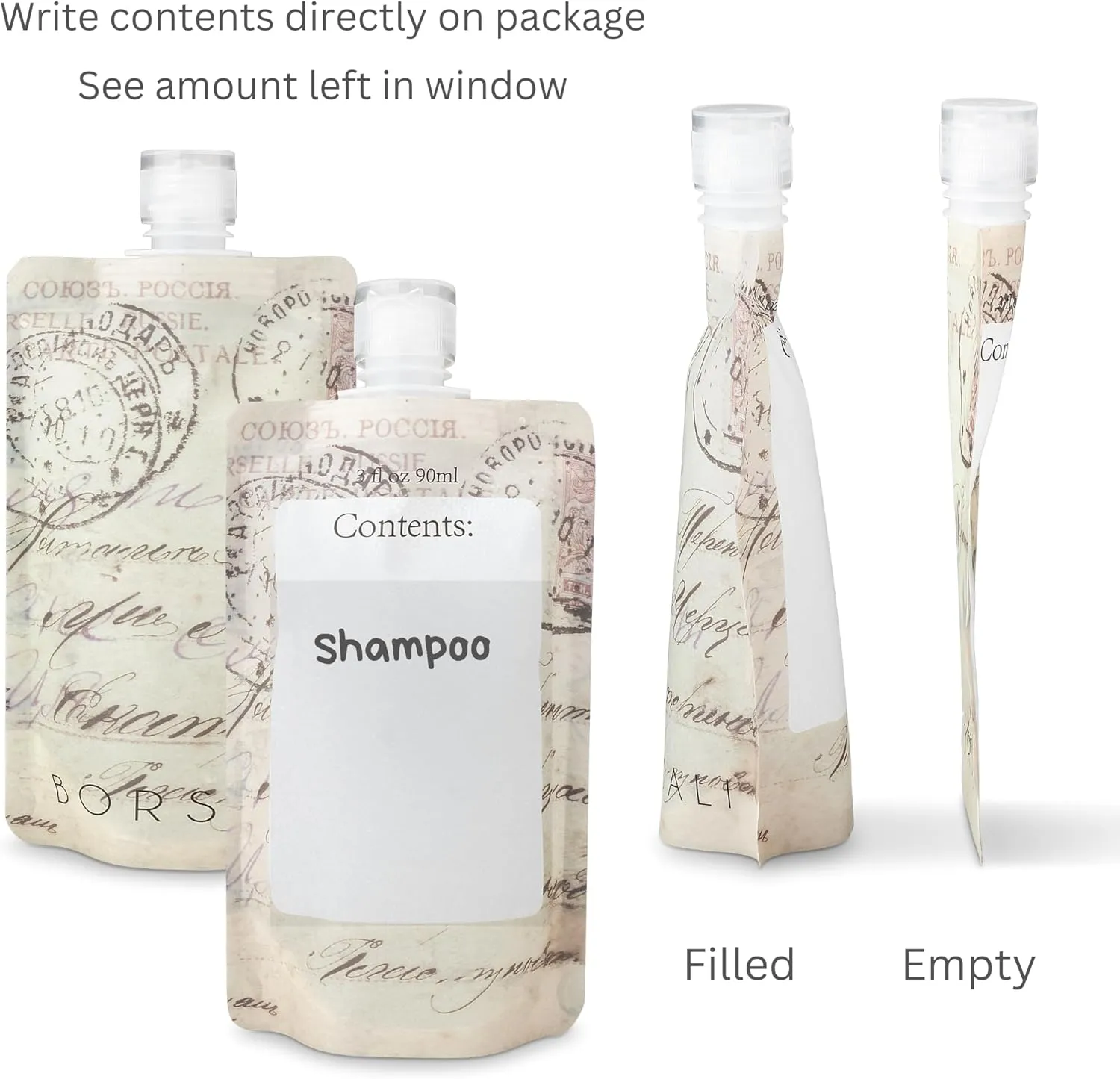 BORSALI Travel Bottles for Toiletries, TSA Approved 3oz Travel Size Containers for Liquids, Flat Refillable Empty Squeeze Pouches for Shampoo & Conditioner, 18 Piece Set with TSA Approved Bag