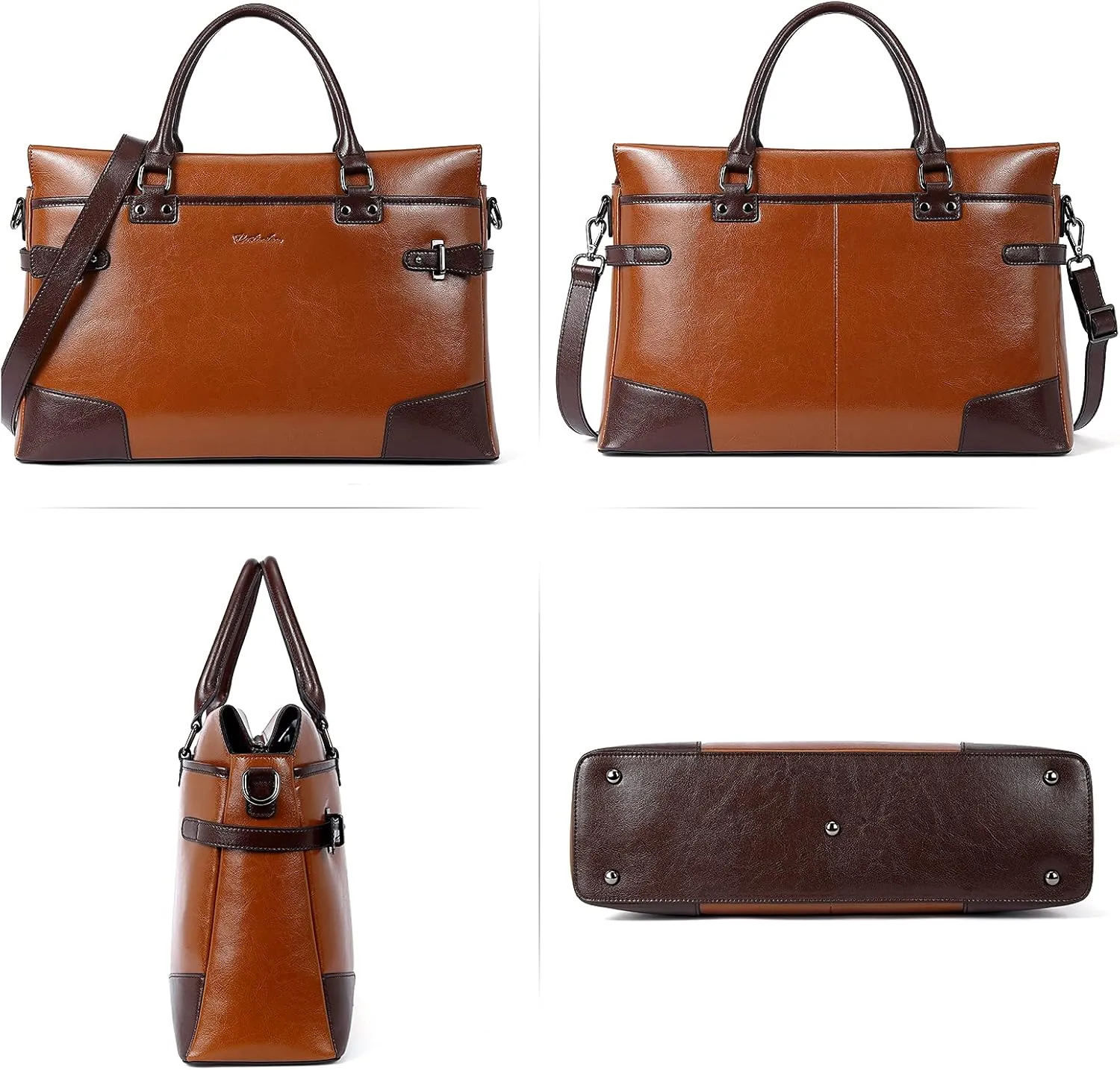 BOSTANTEN Briefcase for Women Leather Laptop Bag 15.6 inch Computer Messenger Office Business Work Tote
