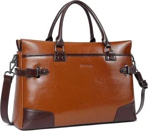 BOSTANTEN Briefcase for Women Leather Laptop Bag 15.6 inch Computer Messenger Office Business Work Tote