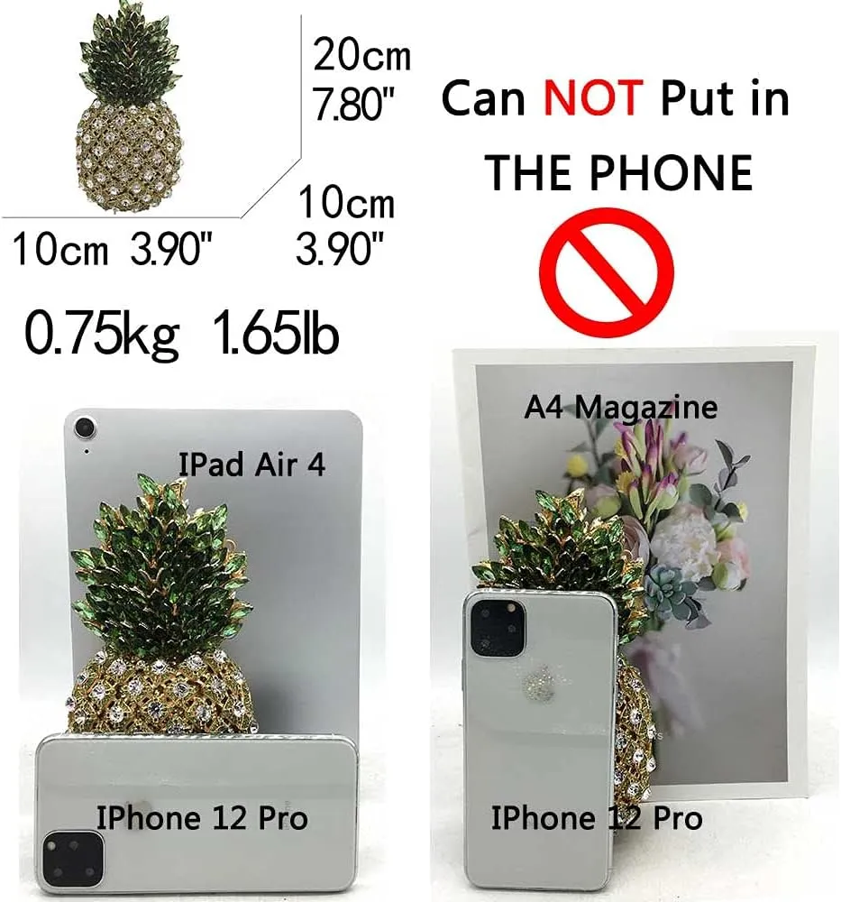 Boutique De FGG Pineapple Crystal Evening Bags and Clutches for Women Formal Dinner Purses Party Rhinestones Handbags