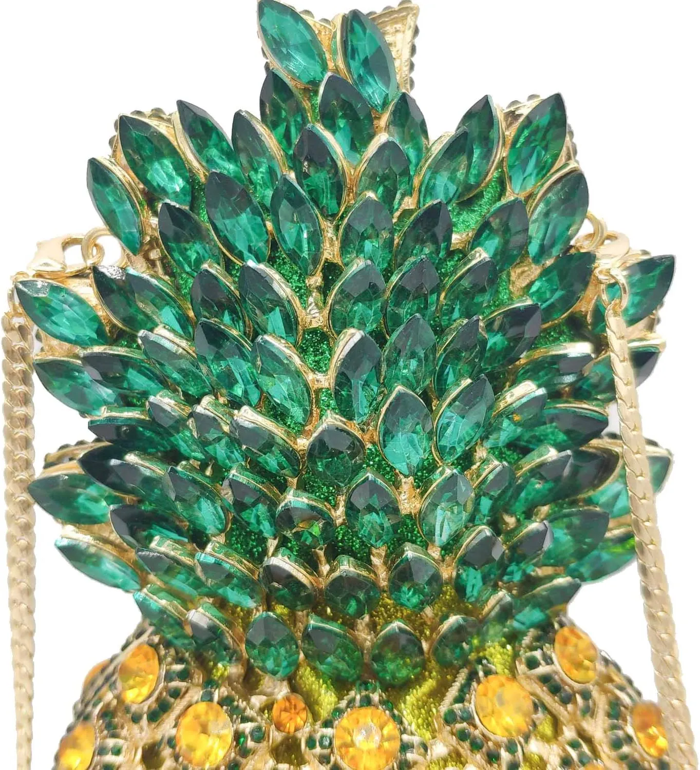 Boutique De FGG Pineapple Crystal Evening Bags and Clutches for Women Formal Dinner Purses Party Rhinestones Handbags