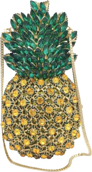 Boutique De FGG Pineapple Crystal Evening Bags and Clutches for Women Formal Dinner Purses Party Rhinestones Handbags