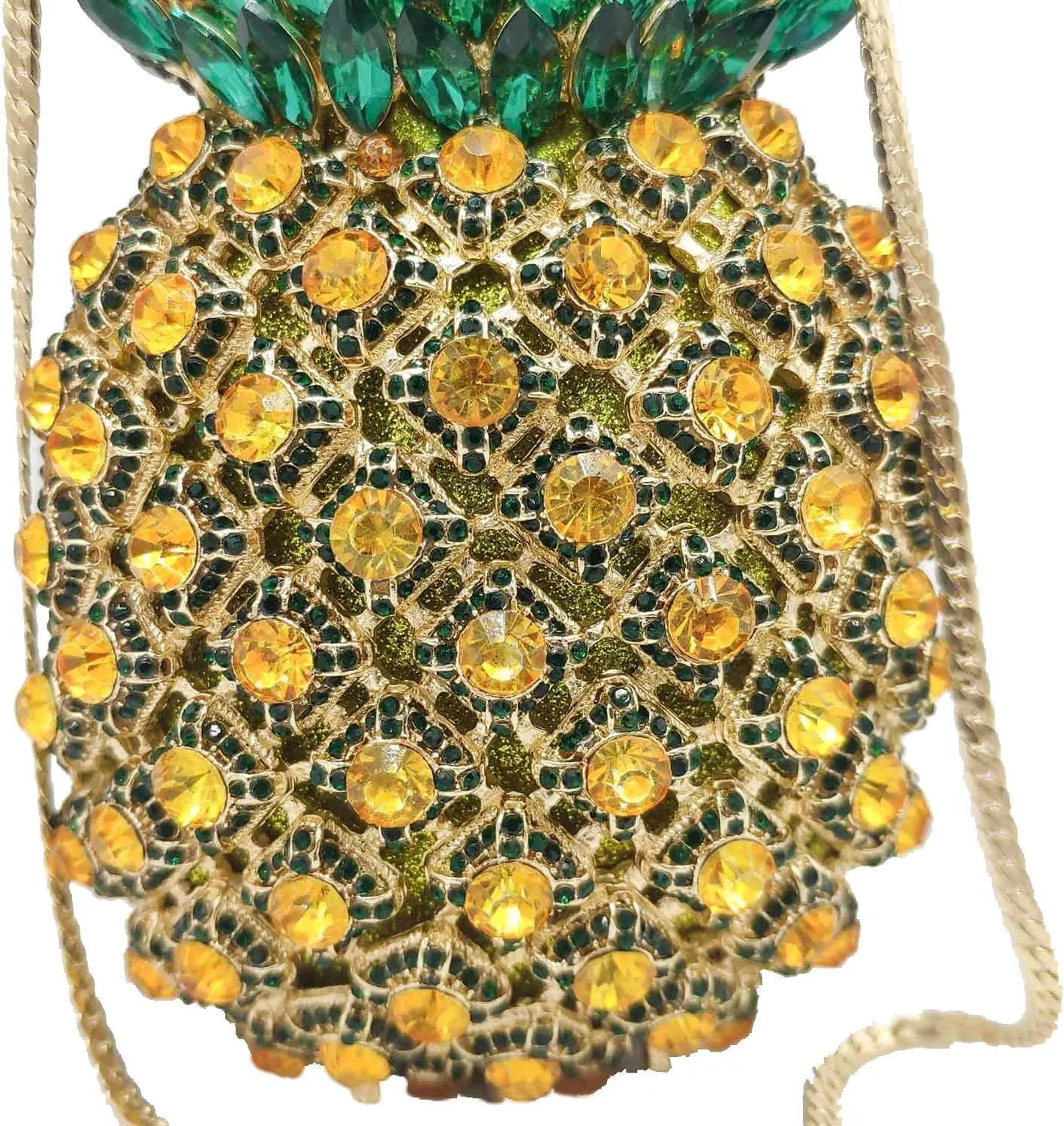 Boutique De FGG Pineapple Crystal Evening Bags and Clutches for Women Formal Dinner Purses Party Rhinestones Handbags