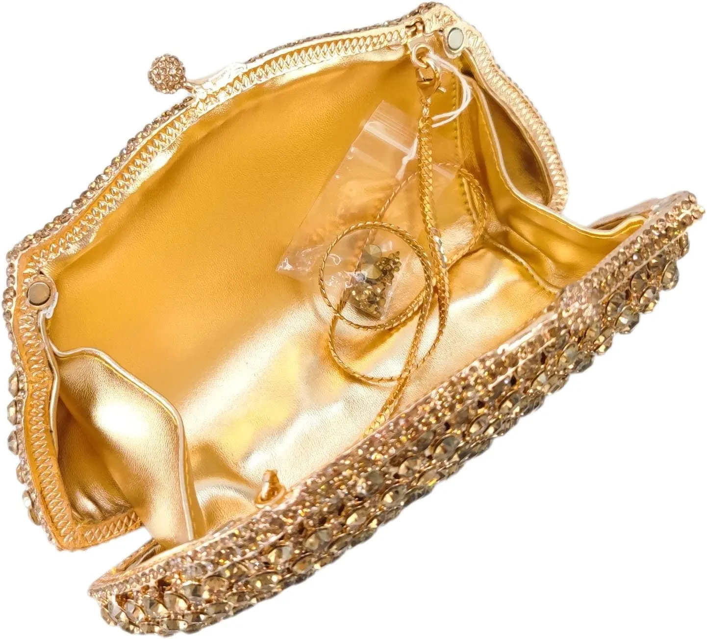 Boutique De FGG Women Crystal Evening Minaudiere Bags Bridal Wedding Rhinestone Clutch Bag Party Purses and Handbags, Mini
