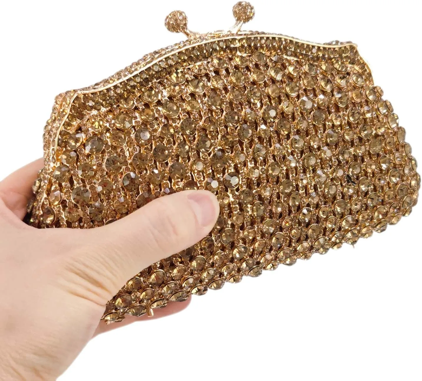 Boutique De FGG Women Crystal Evening Minaudiere Bags Bridal Wedding Rhinestone Clutch Bag Party Purses and Handbags, Mini