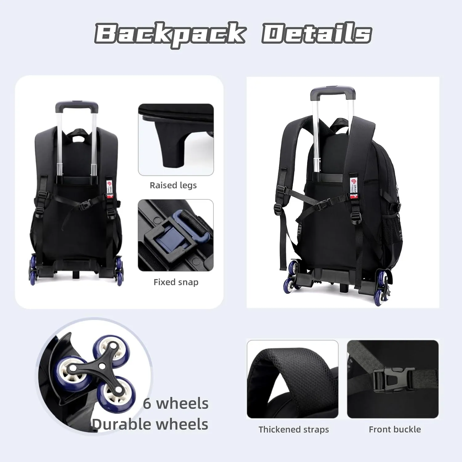 Boys Rolling Backpack, Kids Bookbag with Wheels,Kids Luggage on Wheels,Elementary School Trolley Back Pack