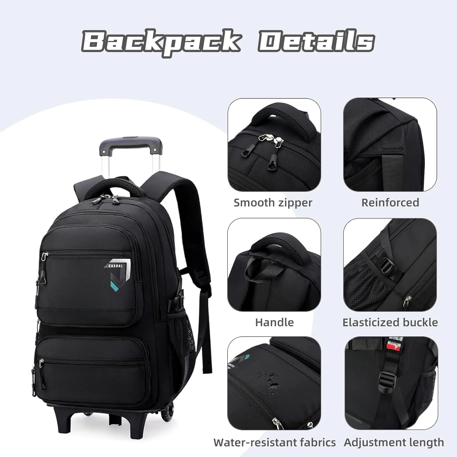 Boys Rolling Backpack, Kids Bookbag with Wheels,Kids Luggage on Wheels,Elementary School Trolley Back Pack