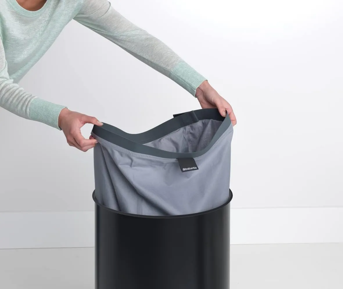 Brabantia - Laundry Hamper - with Cork Lid - Ventilation Holes - Corrosion Resistant Materials - Hygienic - Discrete - Laundry Basket - Bathroom - with Small Hole - Matt Black - 16 Gal