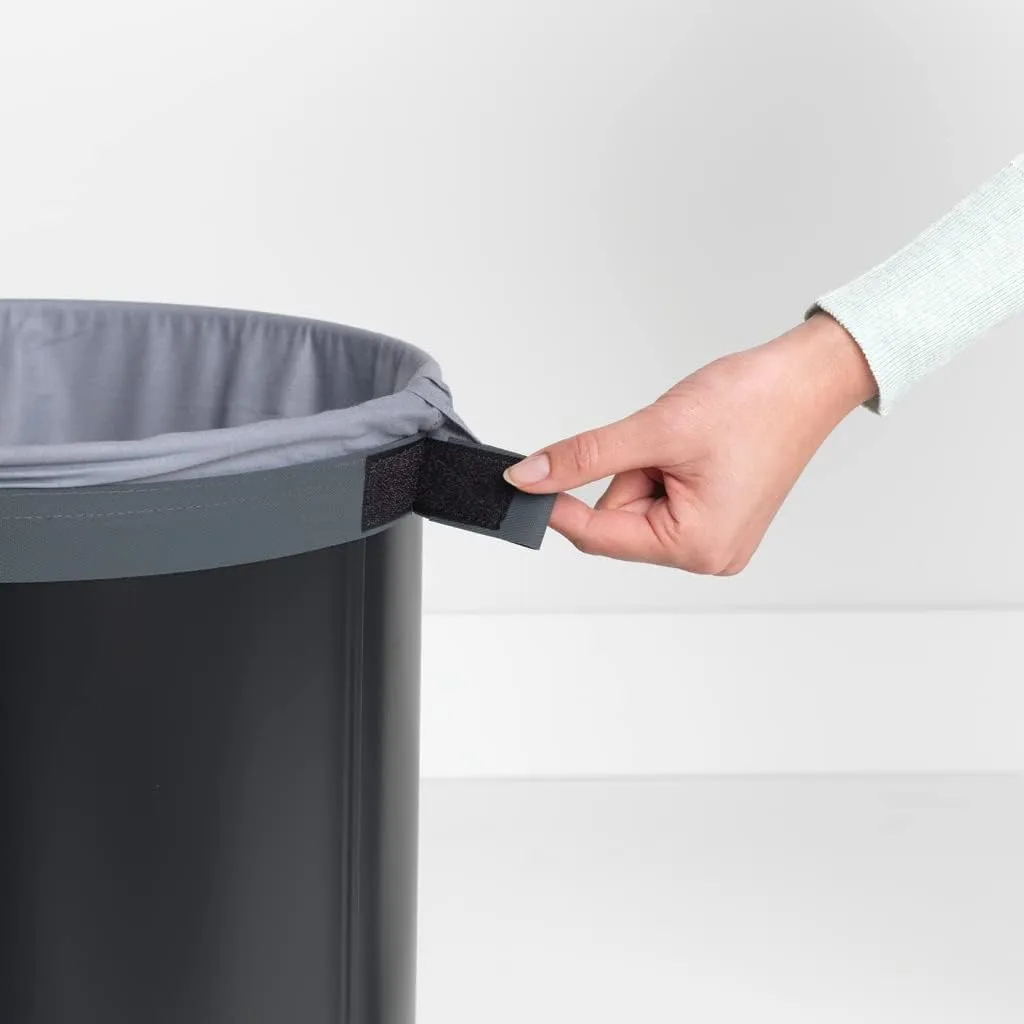 Brabantia - Laundry Hamper - with Cork Lid - Ventilation Holes - Corrosion Resistant Materials - Hygienic - Discrete - Laundry Basket - Bathroom - with Small Hole - Matt Black - 16 Gal