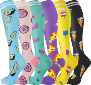 bropite Compression Socks for Women & Men-6 Pairs 20-30mmhg Support Running Nurse Travel Compression Socks