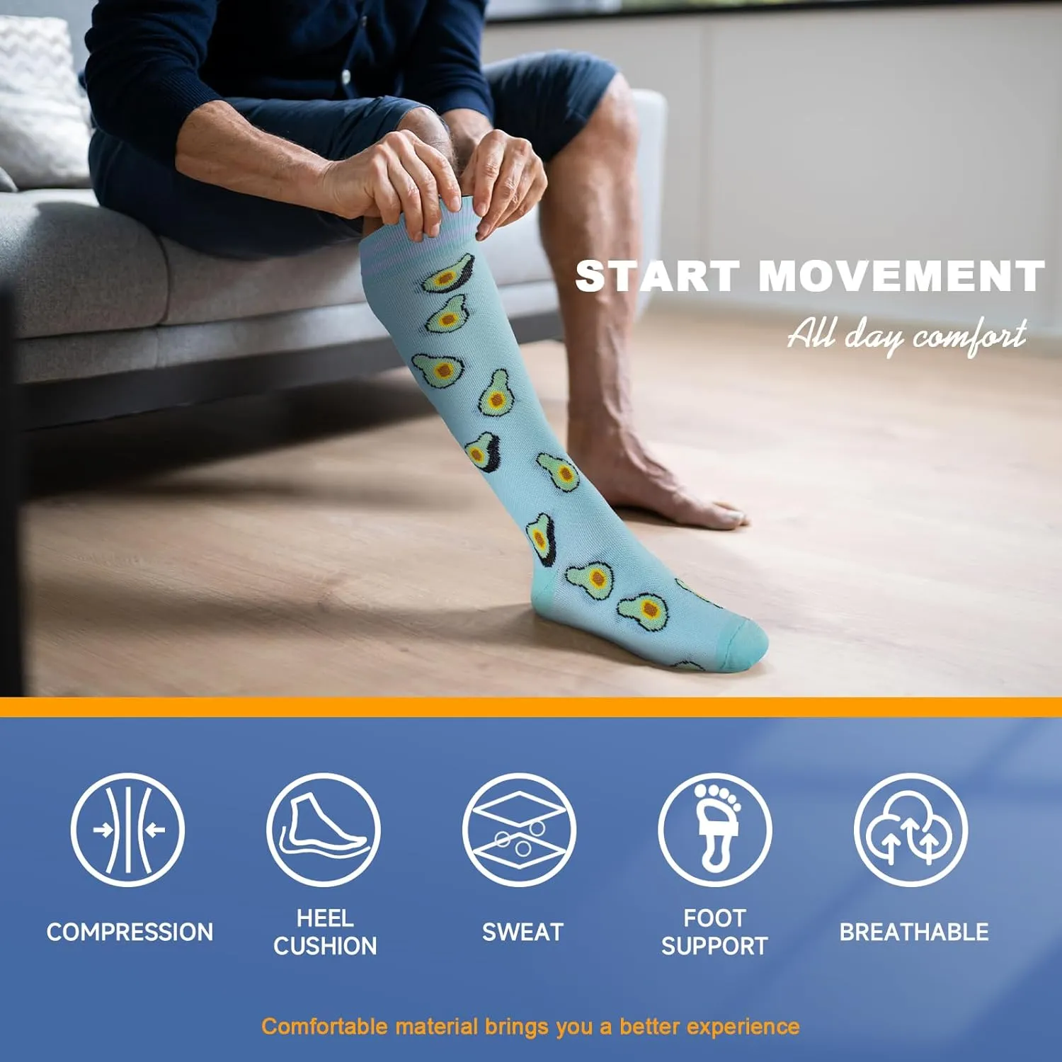 bropite Compression Socks for Women & Men-6 Pairs 20-30mmhg Support Running Nurse Travel Compression Socks