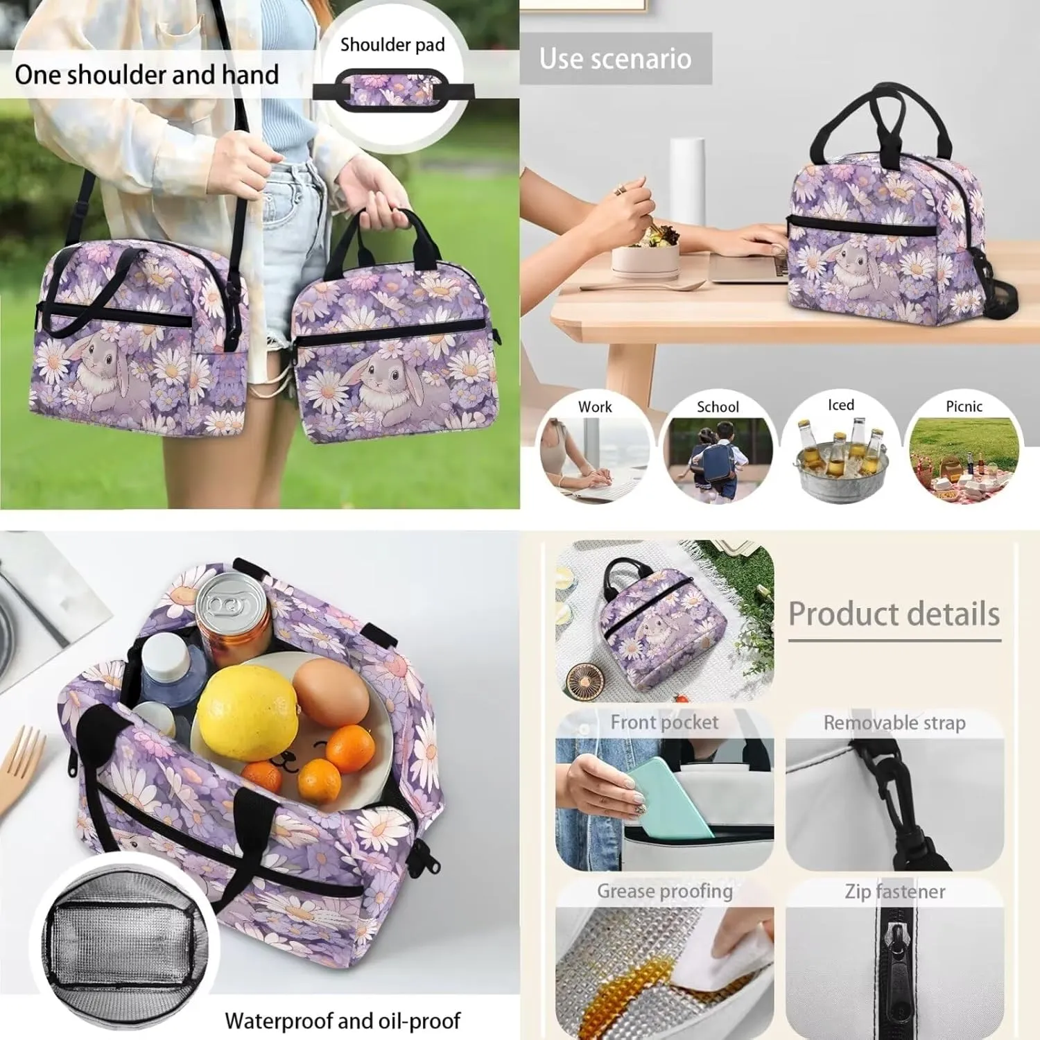 Bunny Kids Small Backpack for 5-7 Year Old Boy Elementary Middle School Bag Set of 3 17Inch Bookbags Lunch Bag Set for Your Daily Use,Like Go To School,Hold Books,Short Trip