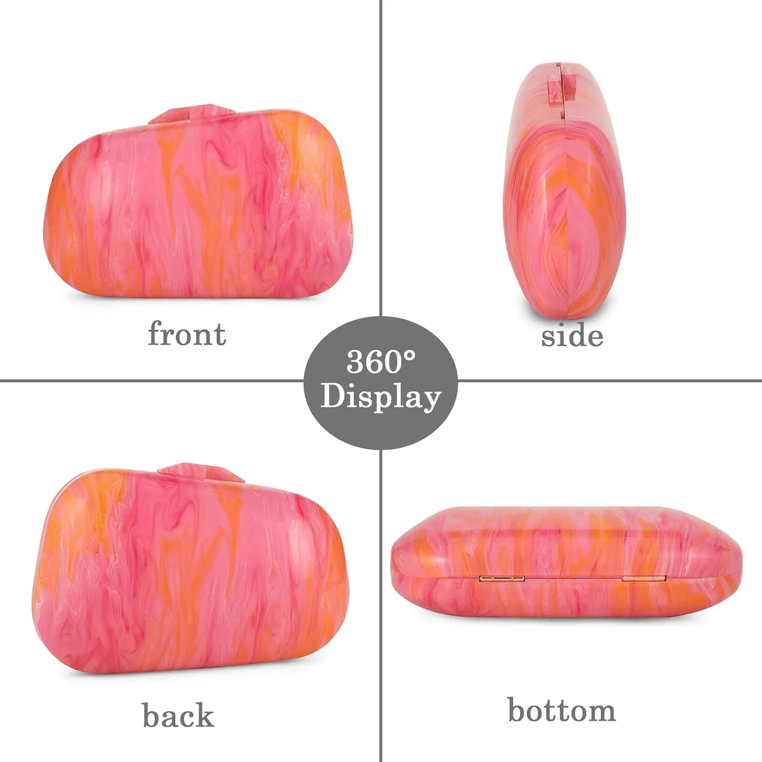 Buric Acrylic Clutch Purse for Women Marbling Evening Wedding Handbags Acrylic Shell Box Purses for Party Prom Cocktail