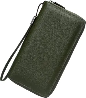 Bveyzi Women RFID Blocking Wallet Leather Zip Around Phone Clutch Large Capacity Ladies Travel Purse Wristlet