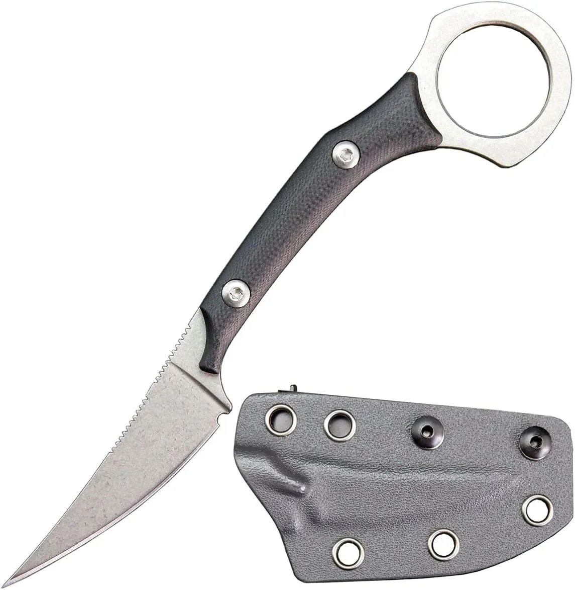 C1150 Fixed Blade Knife D2 Steel Blade G10 Handle EDC Tool Knife for Outdoor Camping Hiking(Silver)