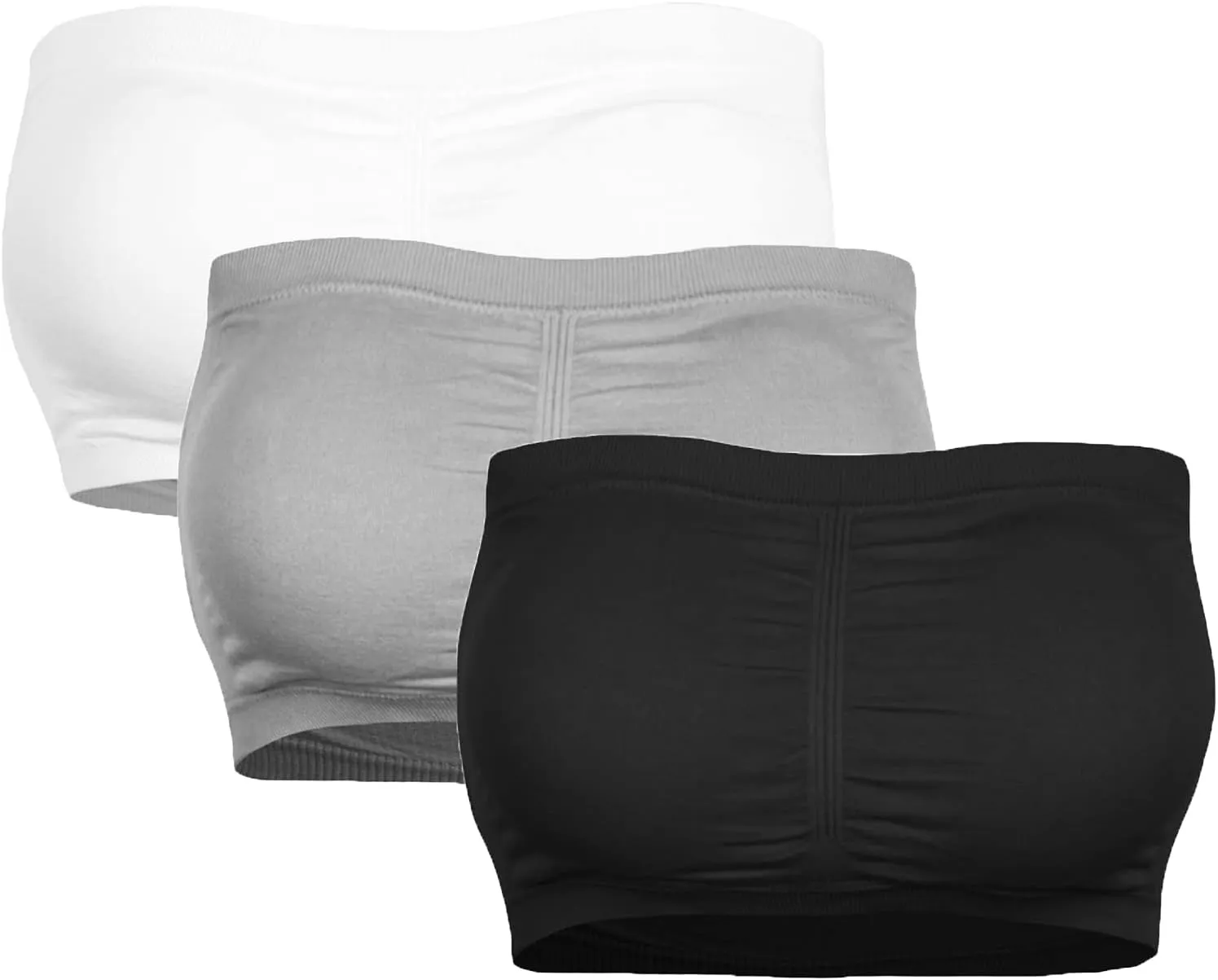 Cabales KINYAOYAO 3 Packs Women's Seamless Bandeau Crop Tube Top Bra Strapless Padded Bralette