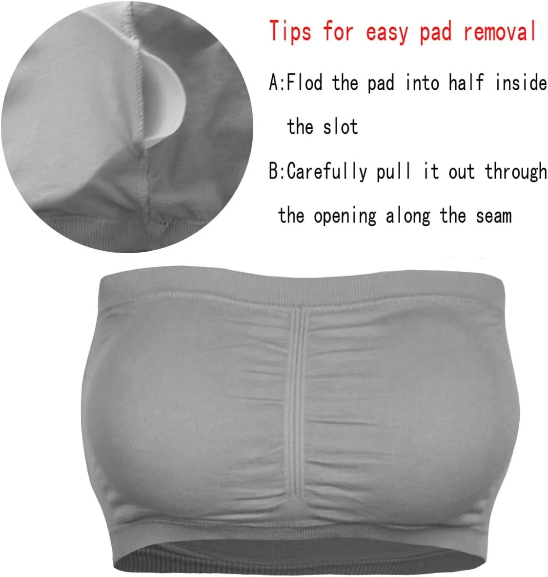 Cabales KINYAOYAO 3 Packs Women's Seamless Bandeau Crop Tube Top Bra Strapless Padded Bralette