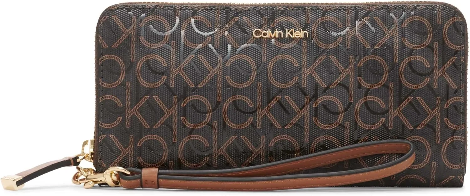 Calvin Klein Key Item Saffiano Continental Zip Around Wallet with Wristlet Strap