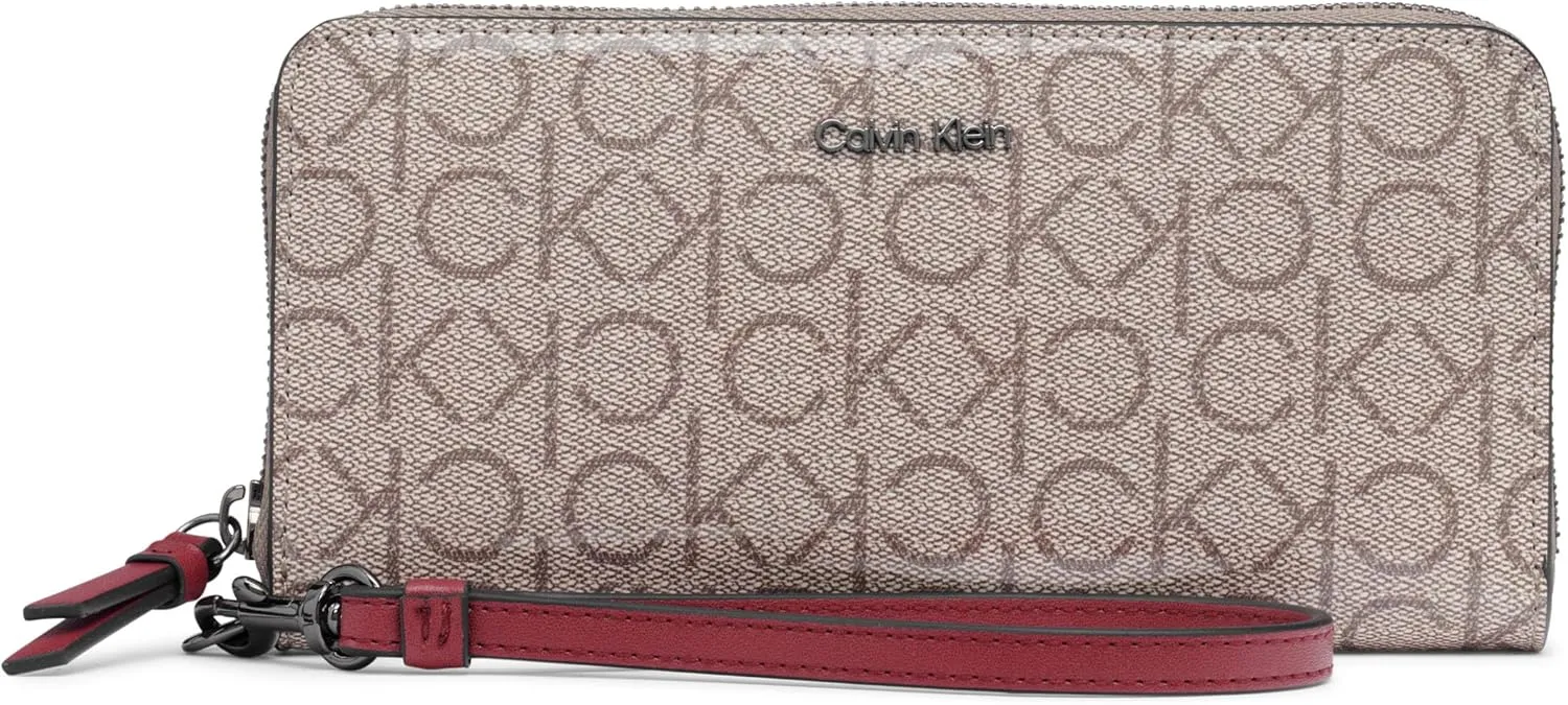 Calvin Klein Key Item Saffiano Continental Zip Around Wallet with Wristlet Strap