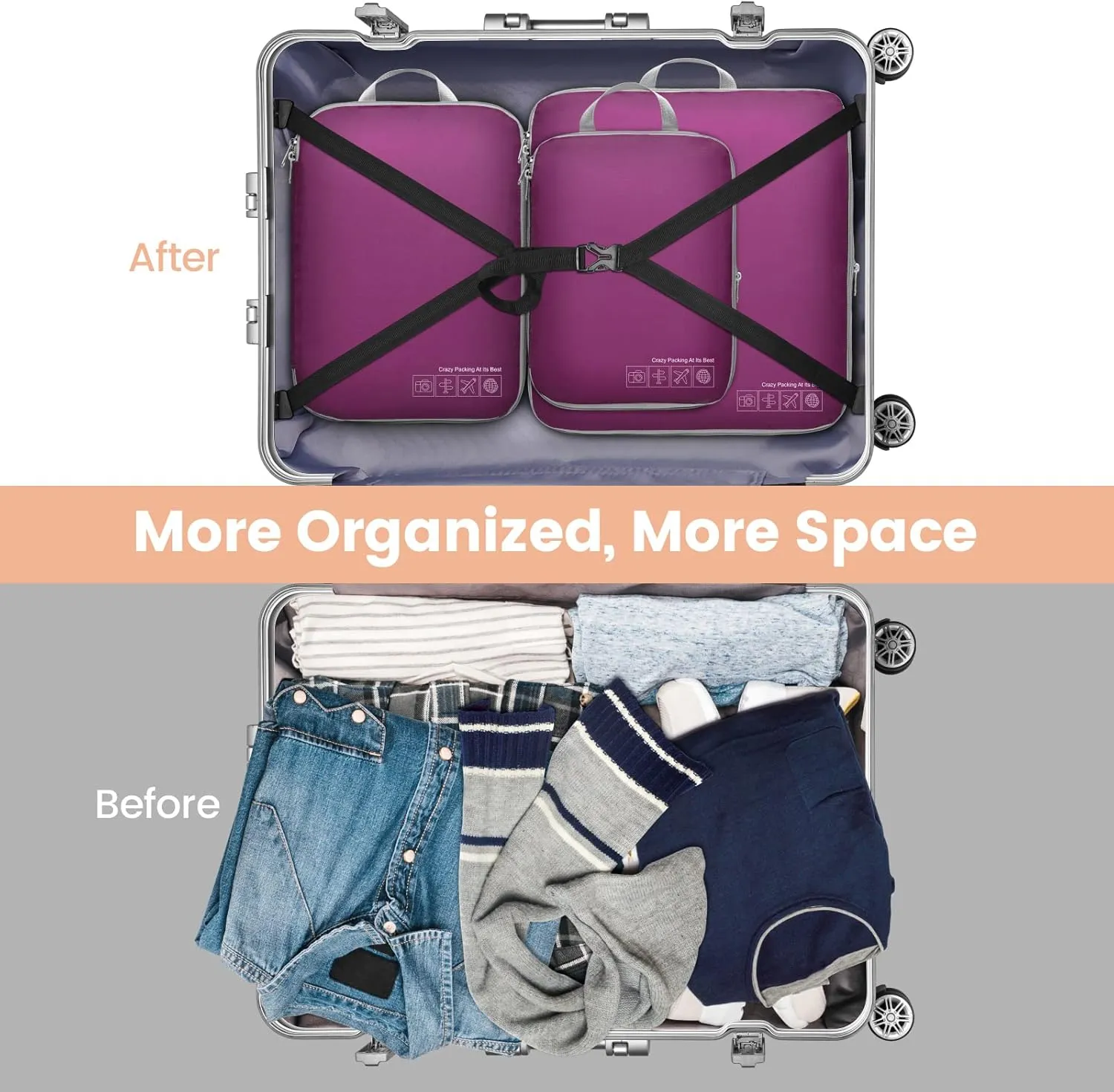 Cambond Compression Packing Cubes for Travel Women - Lightweight Luggage Organizers Bag Packing Cubes for Carry on Suitcases