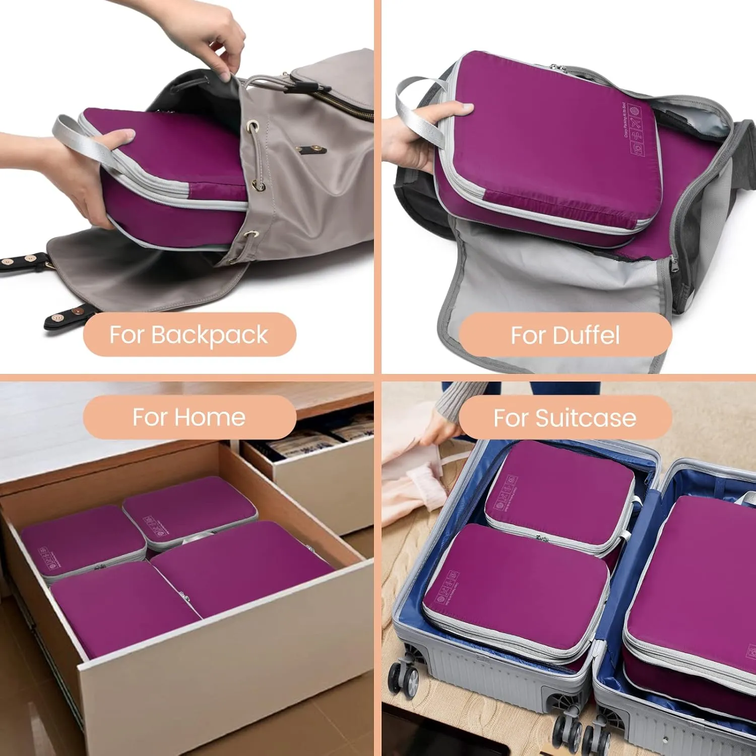 Cambond Compression Packing Cubes for Travel Women - Lightweight Luggage Organizers Bag Packing Cubes for Carry on Suitcases